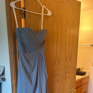 Dusty blue bridesmaids dress